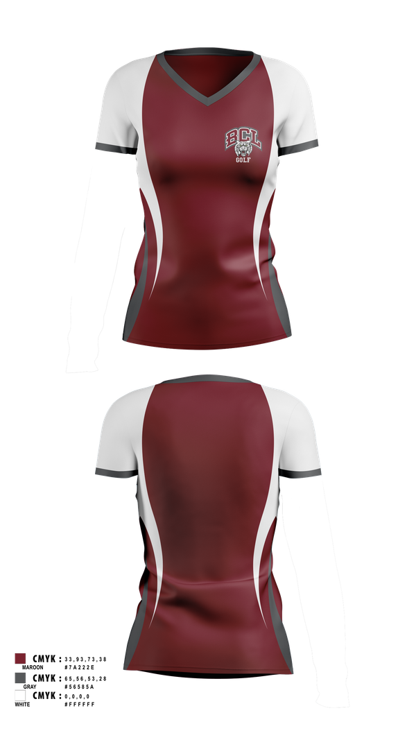 Womens Short Sleeve Vneck Shirt, Bishop Conaty - Our Lady of Loretto Golf, Golf, Teamtime, Team time, sublimation, custom sports apparel, team uniforms, spirit wear, spiritwear, sports uniforms, custom shirts, team store, custom team store, fundraiser sports, apparel fundraiser