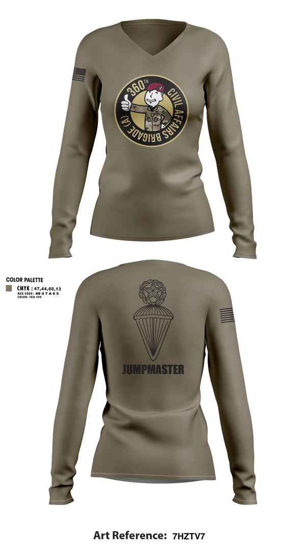 Womens Long Sleeve Vneck Shirt, 360 CA BDE (Airborne), Army, Teamtime, Team time, sublimation, custom sports apparel, team uniforms, spirit wear, spiritwear, sports uniforms, custom shirts, team store, custom team store, fundraiser sports, apparel fundraiser