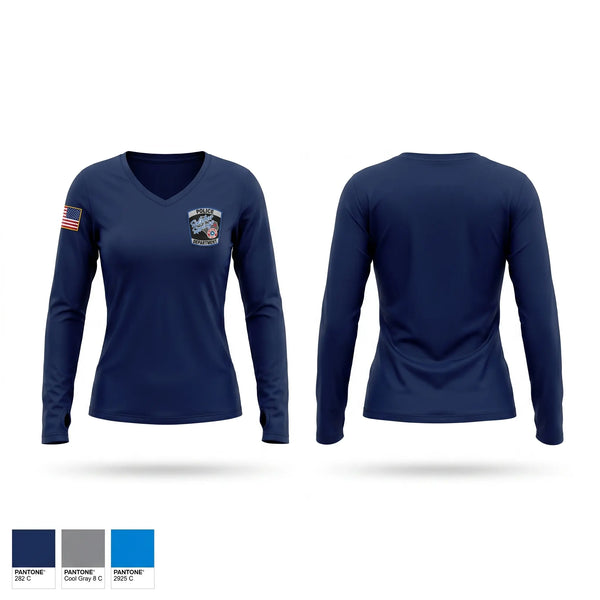 Womens Long Sleeve Vneck Shirt, Sulphur Springs Police Department, Police, Teamtime, Team time, sublimation, custom sports apparel, team uniforms, spirit wear, spiritwear, sports uniforms, custom shirts, team store, custom team store, fundraiser sports, apparel fundraiser