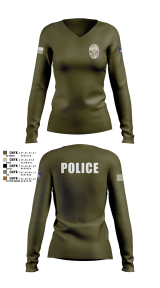 Womens Long Sleeve Vneck Shirt, Miami Police Department, , Teamtime, Team time, sublimation, custom sports apparel, team uniforms, spirit wear, spiritwear, sports uniforms, custom shirts, team store, custom team store, fundraiser sports, apparel fundraiser