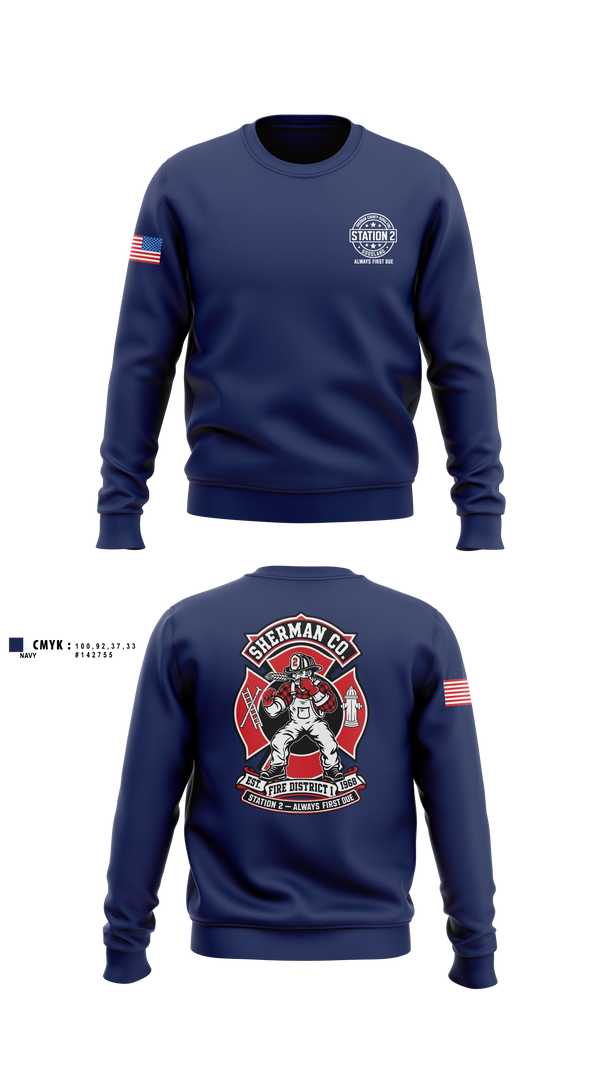Crew Neck Sweatshirt, Sherman County Fire District 1, Fire Department, Teamtime, Team time, sublimation, custom sports apparel, team uniforms, spirit wear, spiritwear, sports uniforms, custom shirts, team store, custom team store, fundraiser sports, apparel fundraiser