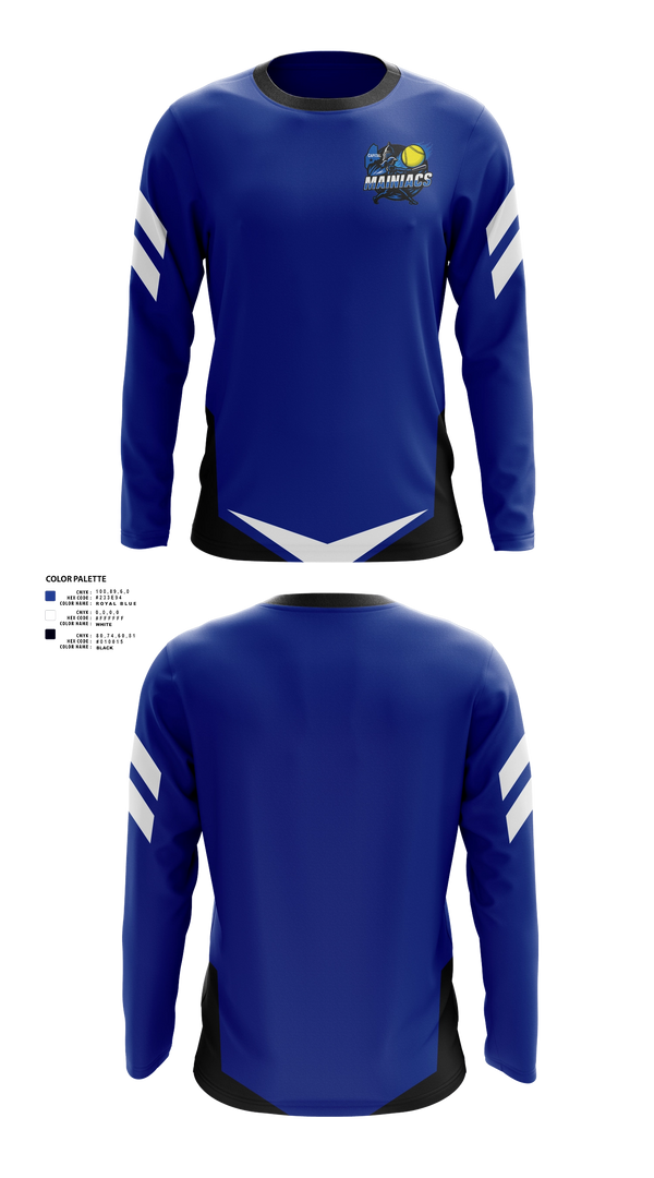Long Sleeve Performance Shirt, Capital Area Mainiacs, Softball, Teamtime, Team time, sublimation, custom sports apparel, team uniforms, spirit wear, spiritwear, sports uniforms, custom shirts, team store, custom team store, fundraiser sports, apparel fundraiser