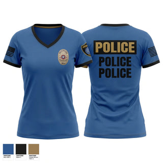 Womens Short Sleeve Vneck Shirt, Ardmore Police Department, Police, Teamtime, Team time, sublimation, custom sports apparel, team uniforms, spirit wear, spiritwear, sports uniforms, custom shirts, team store, custom team store, fundraiser sports, apparel fundraiser