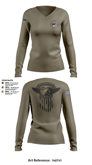 Womens Long Sleeve Vneck Shirt, B/4-3 Assault Helicopter Battalion, , Teamtime, Team time, sublimation, custom sports apparel, team uniforms, spirit wear, spiritwear, sports uniforms, custom shirts, team store, custom team store, fundraiser sports, apparel fundraiser