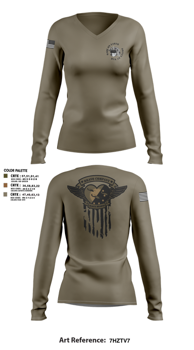 B/4-3 Assault Helicopter Battalion 71849339 Women's Long Sleeve V-neck Shirt - 3
