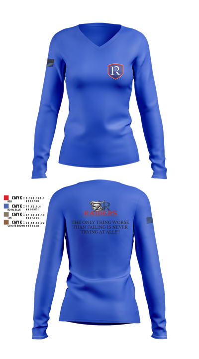 RICS Raiders 86682498 Women's Long Sleeve V-neck Shirt - 4