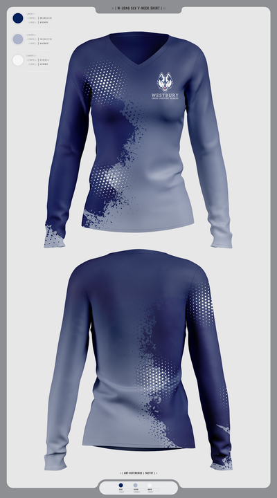 Westbury Cross Country Huskies 56944951 Women's Long Sleeve V-neck Shirt - 2