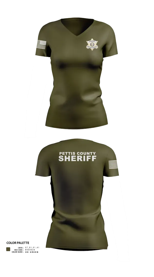 Womens Short Sleeve Vneck Shirt, Pettis County Sherrifs Office, Police, Teamtime, Team time, sublimation, custom sports apparel, team uniforms, spirit wear, spiritwear, sports uniforms, custom shirts, team store, custom team store, fundraiser sports, apparel fundraiser