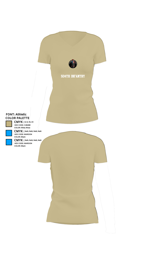 Womens Short Sleeve Vneck Shirt, 504th Infantry, , Teamtime, Team time, sublimation, custom sports apparel, team uniforms, spirit wear, spiritwear, sports uniforms, custom shirts, team store, custom team store, fundraiser sports, apparel fundraiser