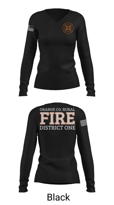 Orange County Rural District 1 Fire Department 66539276 Women's Long Sleeve V-neck Shirt - 37