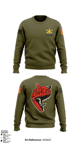 Crew Neck Sweatshirt, C 1-43 ADA, Army, Teamtime, Team time, sublimation, custom sports apparel, team uniforms, spirit wear, spiritwear, sports uniforms, custom shirts, team store, custom team store, fundraiser sports, apparel fundraiser