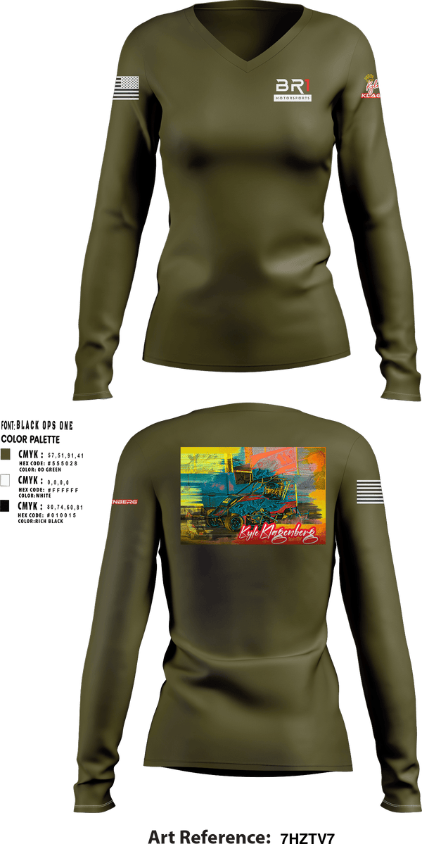 Women's Long Sleeve Vneck Shirt, BR1 MotorsportsBR1 Motorsports, , Teamtime, Team time, sublimation, custom sports apparel, team uniforms, spirit wear, spiritwear, sports uniforms, custom shirts, team store, custom team store, fundraiser sports, apparel fundraiser
