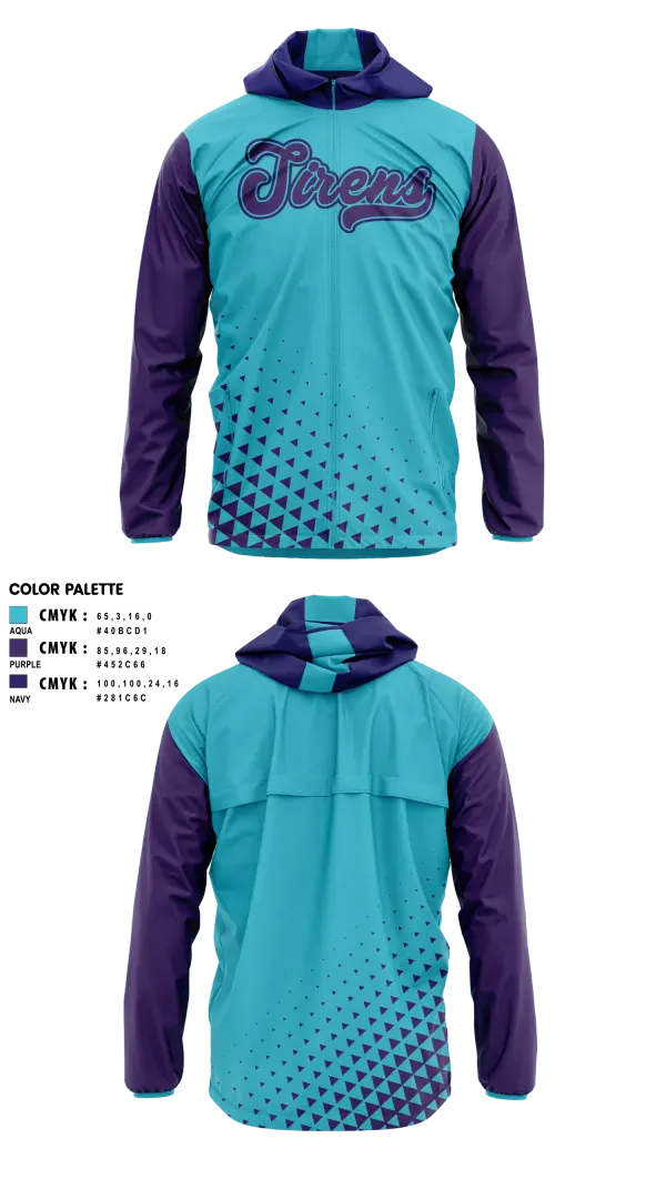 Windbreaker, Sirens, Softball, Teamtime, Team time, sublimation, custom sports apparel, team uniforms, spirit wear, spiritwear, sports uniforms, custom shirts, team store, custom team store, fundraiser sports, apparel fundraiser
