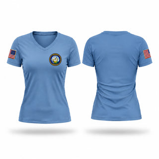 Womens Short Sleeve Vneck Shirt, Riverhead NJROTC, Navy, Teamtime, Team time, sublimation, custom sports apparel, team uniforms, spirit wear, spiritwear, sports uniforms, custom shirts, team store, custom team store, fundraiser sports, apparel fundraiser