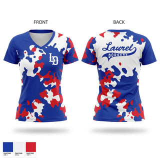 Womens Short Sleeve Vneck Shirt, Laurel Dodgers, Baseball, Teamtime, Team time, sublimation, custom sports apparel, team uniforms, spirit wear, spiritwear, sports uniforms, custom shirts, team store, custom team store, fundraiser sports, apparel fundraiser