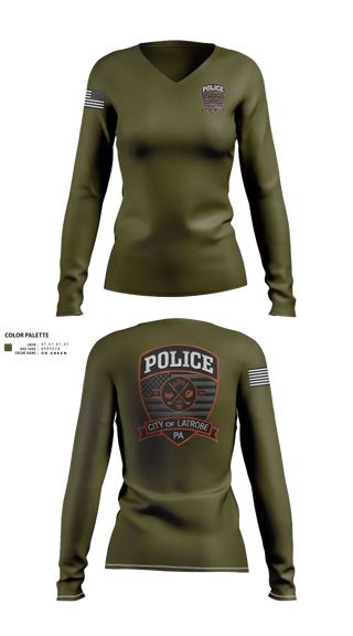 Womens Long Sleeve Vneck Shirt, City of Latrobe, Police, Teamtime, Team time, sublimation, custom sports apparel, team uniforms, spirit wear, spiritwear, sports uniforms, custom shirts, team store, custom team store, fundraiser sports, apparel fundraiser