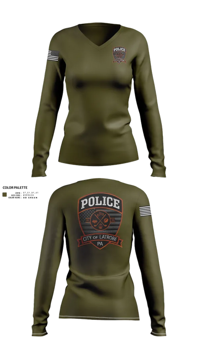 City of Latrobe 96870141 Women's Long Sleeve V-neck Shirt - 23