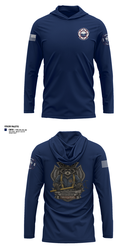 Long Sleeve Performance Shirt with hood, Sheridan fire district, Fire Department, Teamtime, Team time, sublimation, custom sports apparel, team uniforms, spirit wear, spiritwear, sports uniforms, custom shirts, team store, custom team store, fundraiser sports, apparel fundraiser