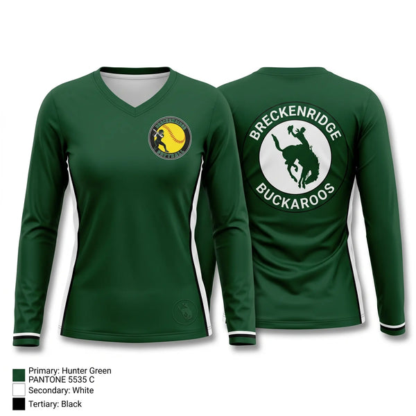 Womens Long Sleeve Vneck Shirt, Breckenridge Lady Buckaroos, Softball, Teamtime, Team time, sublimation, custom sports apparel, team uniforms, spirit wear, spiritwear, sports uniforms, custom shirts, team store, custom team store, fundraiser sports, apparel fundraiser