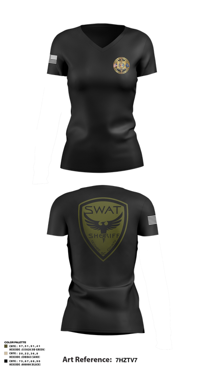 SWAT 37842893 Women's Short Sleeve V-neck Shirt - 3