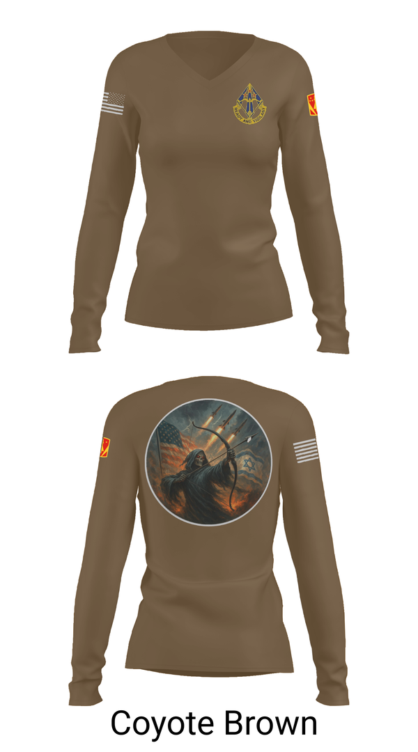 Womens Long Sleeve Vneck Shirt, HHB, 31st ADA BDE, , Teamtime, Team time, sublimation, custom sports apparel, team uniforms, spirit wear, spiritwear, sports uniforms, custom shirts, team store, custom team store, fundraiser sports, apparel fundraiser