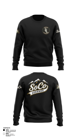 Crew Neck Sweatshirt, SoCo Legands, Baseball, Teamtime, Team time, sublimation, custom sports apparel, team uniforms, spirit wear, spiritwear, sports uniforms, custom shirts, team store, custom team store, fundraiser sports, apparel fundraiser