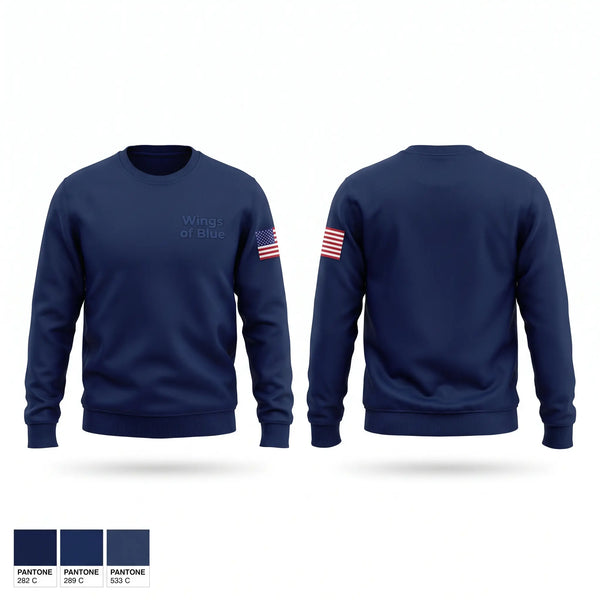 Crew Neck Sweatshirt, Wings of Blue, Air Force, Teamtime, Team time, sublimation, custom sports apparel, team uniforms, spirit wear, spiritwear, sports uniforms, custom shirts, team store, custom team store, fundraiser sports, apparel fundraiser