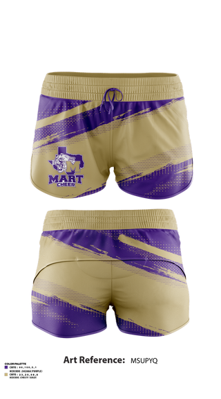 Womens Shorts, Mart High School Cheer, Cheer, Teamtime, Team time, sublimation, custom sports apparel, team uniforms, spirit wear, spiritwear, sports uniforms, custom shirts, team store, custom team store, fundraiser sports, apparel fundraiser