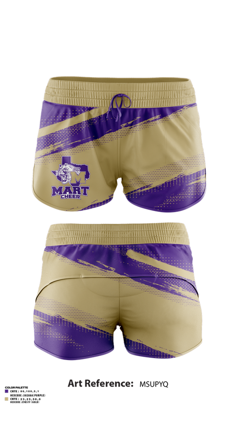 Womens Shorts, Mart High School Cheer, Cheer, Teamtime, Team time, sublimation, custom sports apparel, team uniforms, spirit wear, spiritwear, sports uniforms, custom shirts, team store, custom team store, fundraiser sports, apparel fundraiser