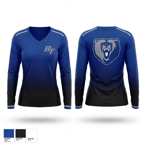 Womens Long Sleeve Vneck Shirt, Bears, Baseball, Teamtime, Team time, sublimation, custom sports apparel, team uniforms, spirit wear, spiritwear, sports uniforms, custom shirts, team store, custom team store, fundraiser sports, apparel fundraiser