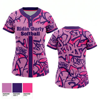Two Button Softball Jersey, Ridin Durty softball, Softball, Teamtime, Team time, sublimation, custom sports apparel, team uniforms, spirit wear, spiritwear, sports uniforms, custom shirts, team store, custom team store, fundraiser sports, apparel fundraiser