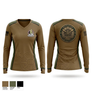 Womens Long Sleeve Vneck Shirt, Soldier Recovery Unit, Army, Teamtime, Team time, sublimation, custom sports apparel, team uniforms, spirit wear, spiritwear, sports uniforms, custom shirts, team store, custom team store, fundraiser sports, apparel fundraiser