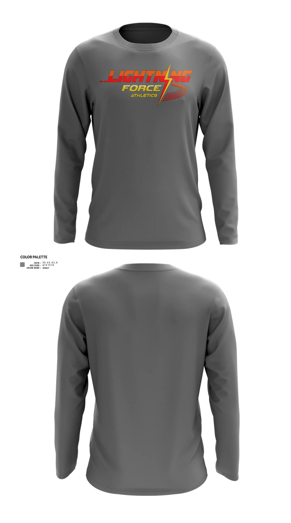 Long Sleeve Performance Shirt, Lightning Force Athletics, Track & Field, Teamtime, Team time, sublimation, custom sports apparel, team uniforms, spirit wear, spiritwear, sports uniforms, custom shirts, team store, custom team store, fundraiser sports, apparel fundraiser