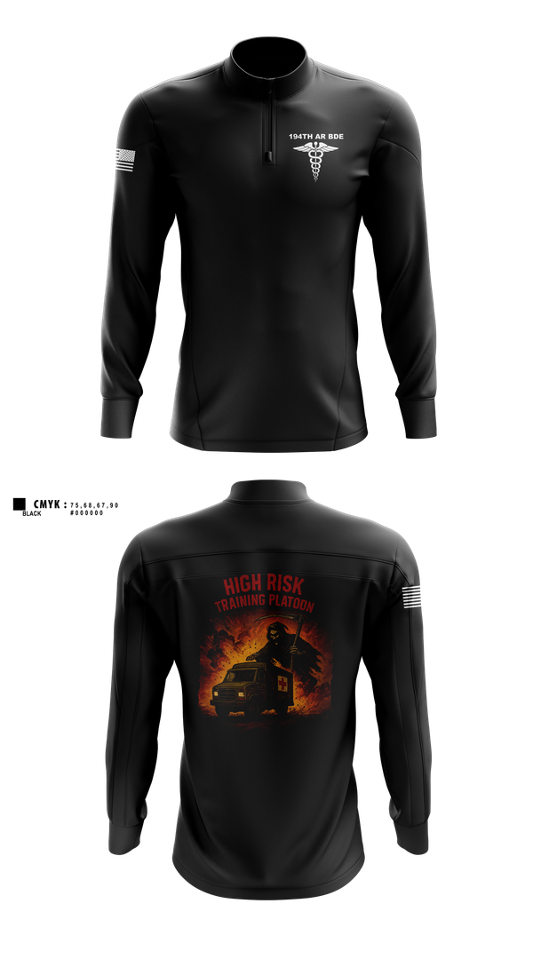 Quarter Zip Jacket, 194th AR BDE HRT Medics, Army, Teamtime, Team time, sublimation, custom sports apparel, team uniforms, spirit wear, spiritwear, sports uniforms, custom shirts, team store, custom team store, fundraiser sports, apparel fundraiser