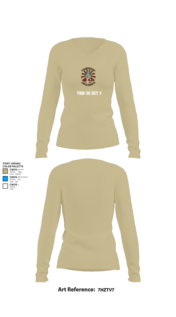 Womens Long Sleeve Vneck Shirt, VRM-30 DET V, Navy, Teamtime, Team time, sublimation, custom sports apparel, team uniforms, spirit wear, spiritwear, sports uniforms, custom shirts, team store, custom team store, fundraiser sports, apparel fundraiser