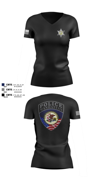 Manhattan Police Department 25505954 Women's Short Sleeve V-neck Shirt - 101