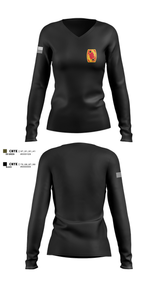 Womens Long Sleeve Vneck Shirt, 69th ADA, Army, Teamtime, Team time, sublimation, custom sports apparel, team uniforms, spirit wear, spiritwear, sports uniforms, custom shirts, team store, custom team store, fundraiser sports, apparel fundraiser