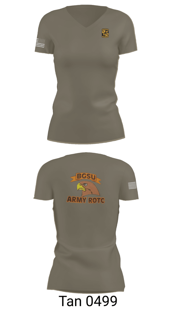 Womens Short Sleeve Vneck Shirt, BGSU Fighting Falcon Battalion, Army, Teamtime, Team time, sublimation, custom sports apparel, team uniforms, spirit wear, spiritwear, sports uniforms, custom shirts, team store, custom team store, fundraiser sports, apparel fundraiser