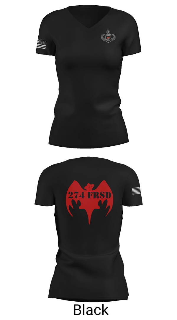 Womens Short Sleeve Vneck Shirt, 274th FRSD (Airborne), Army, Teamtime, Team time, sublimation, custom sports apparel, team uniforms, spirit wear, spiritwear, sports uniforms, custom shirts, team store, custom team store, fundraiser sports, apparel fundraiser
