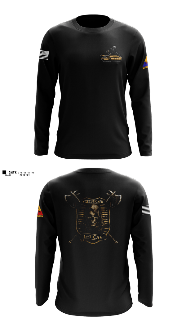 Long Sleeve Performance Shirt, E Trp, 6-1 CAV, Army, Teamtime, Team time, sublimation, custom sports apparel, team uniforms, spirit wear, spiritwear, sports uniforms, custom shirts, team store, custom team store, fundraiser sports, apparel fundraiser