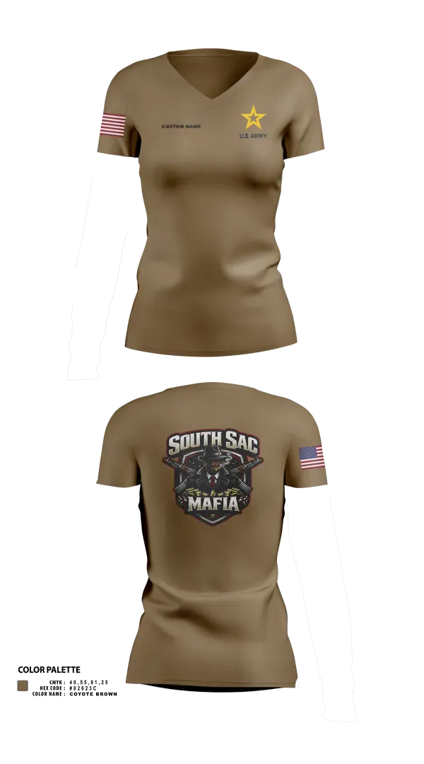 Womens Short Sleeve Vneck Shirt, SAC SOUTH, Army, Teamtime, Team time, sublimation, custom sports apparel, team uniforms, spirit wear, spiritwear, sports uniforms, custom shirts, team store, custom team store, fundraiser sports, apparel fundraiser