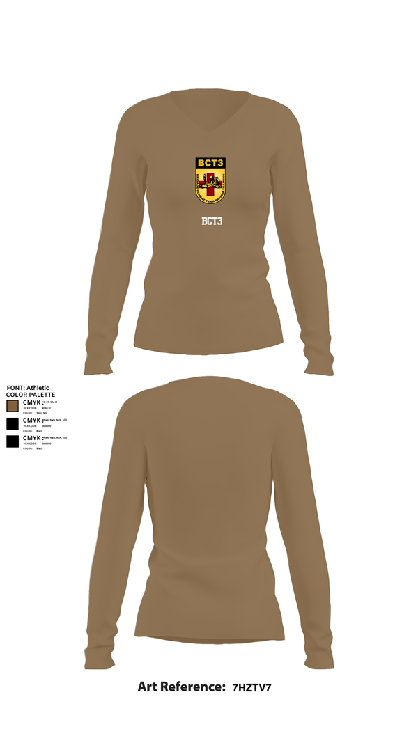 Womens Long Sleeve Vneck Shirt, BCT3, Army, Teamtime, Team time, sublimation, custom sports apparel, team uniforms, spirit wear, spiritwear, sports uniforms, custom shirts, team store, custom team store, fundraiser sports, apparel fundraiser