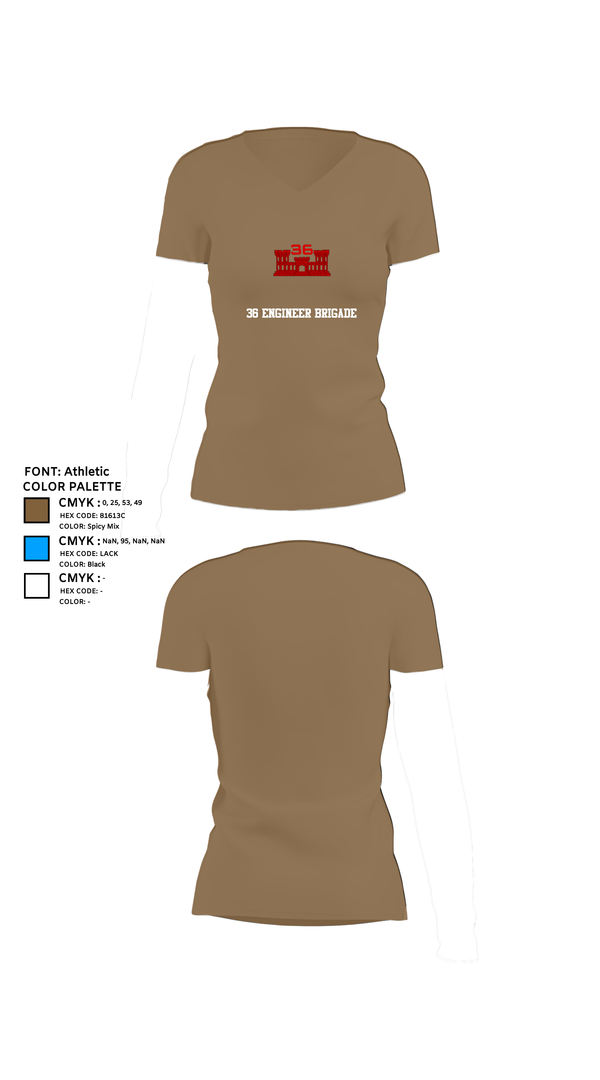Womens Short Sleeve Vneck Shirt, 36 Engineer Brigade, Army, Teamtime, Team time, sublimation, custom sports apparel, team uniforms, spirit wear, spiritwear, sports uniforms, custom shirts, team store, custom team store, fundraiser sports, apparel fundraiser