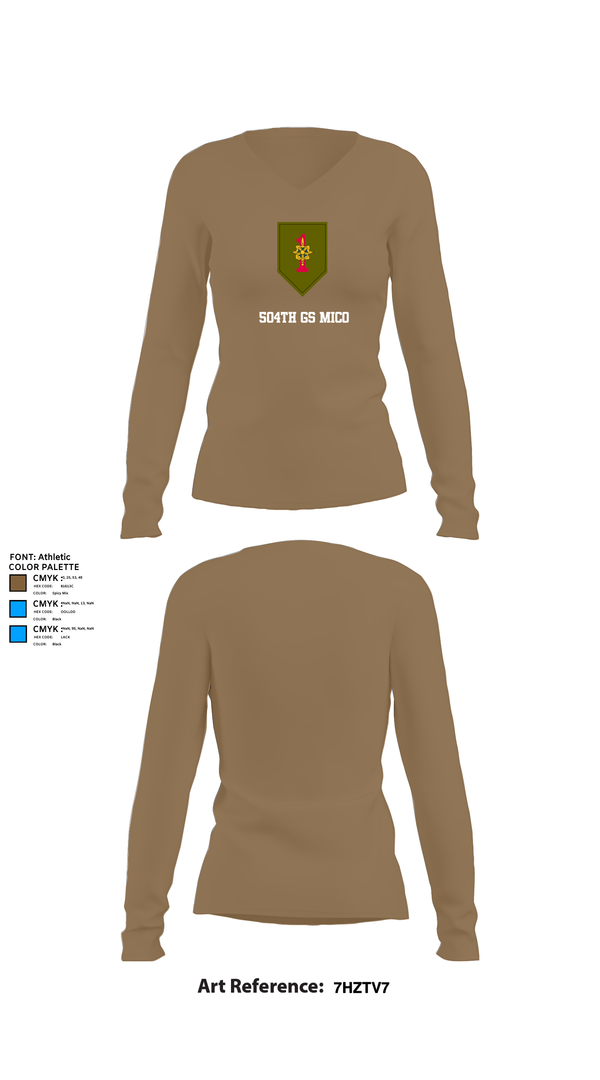 Womens Long Sleeve Vneck Shirt, 504th GS MICO, , Teamtime, Team time, sublimation, custom sports apparel, team uniforms, spirit wear, spiritwear, sports uniforms, custom shirts, team store, custom team store, fundraiser sports, apparel fundraiser