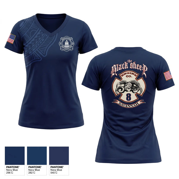 Womens Short Sleeve Vneck Shirt, Engine 8, Fire Department, Teamtime, Team time, sublimation, custom sports apparel, team uniforms, spirit wear, spiritwear, sports uniforms, custom shirts, team store, custom team store, fundraiser sports, apparel fundraiser