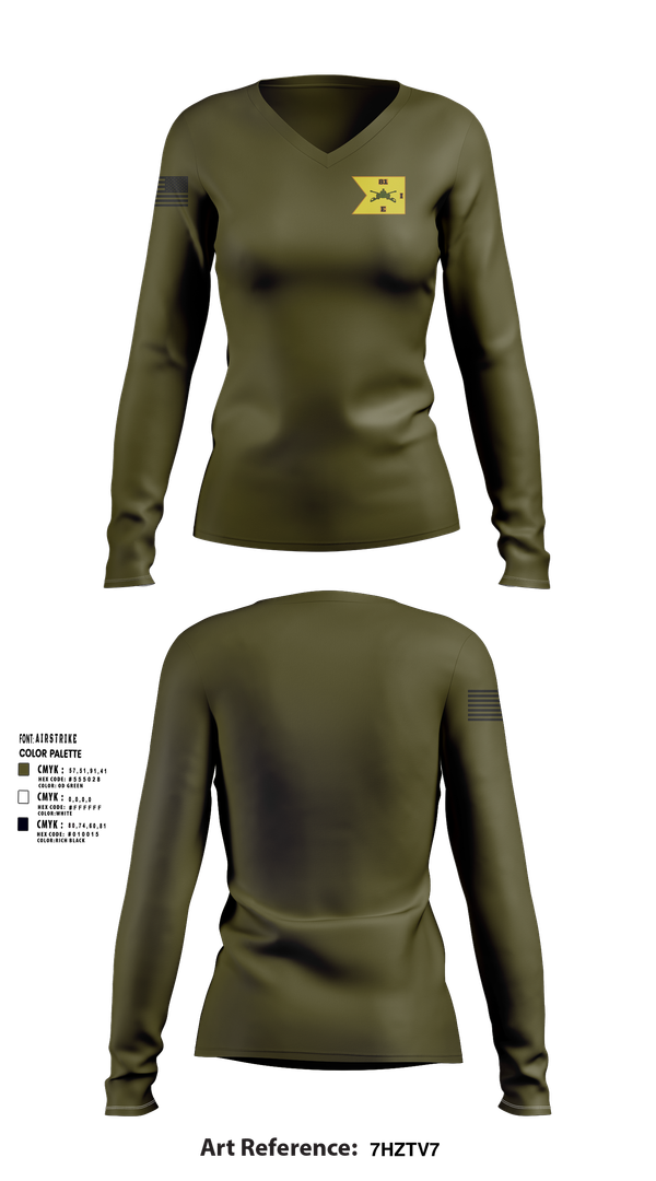 Womens Long Sleeve Vneck Shirt, E1-81 AR BDE, , Teamtime, Team time, sublimation, custom sports apparel, team uniforms, spirit wear, spiritwear, sports uniforms, custom shirts, team store, custom team store, fundraiser sports, apparel fundraiser