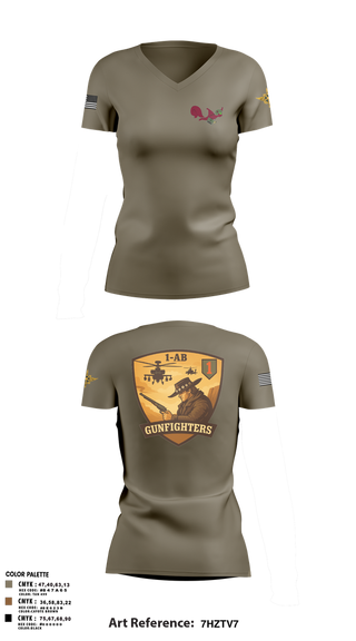 Womens Short Sleeve Vneck Shirt, 1-1 Attack Battalion, HHC, S2, Army, Teamtime, Team time, sublimation, custom sports apparel, team uniforms, spirit wear, spiritwear, sports uniforms, custom shirts, team store, custom team store, fundraiser sports, apparel fundraiser