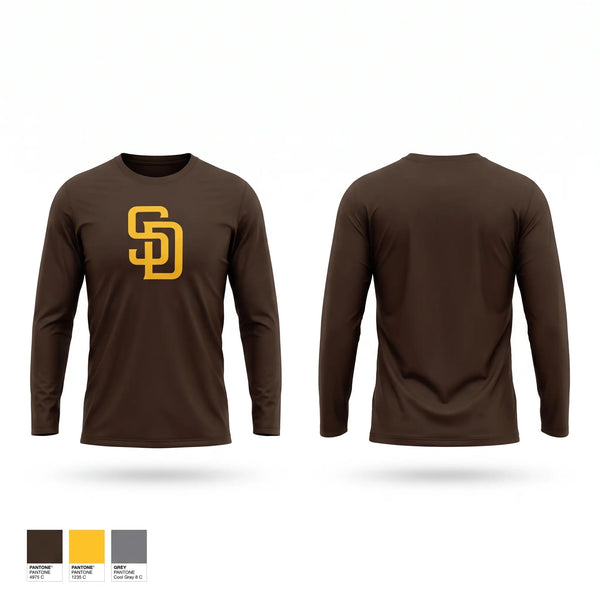 Long Sleeve Performance Shirt, Padres, Baseball, Teamtime, Team time, sublimation, custom sports apparel, team uniforms, spirit wear, spiritwear, sports uniforms, custom shirts, team store, custom team store, fundraiser sports, apparel fundraiser