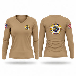 Womens Long Sleeve Vneck Shirt, Scott County Sheriff's Office, Police, Teamtime, Team time, sublimation, custom sports apparel, team uniforms, spirit wear, spiritwear, sports uniforms, custom shirts, team store, custom team store, fundraiser sports, apparel fundraiser