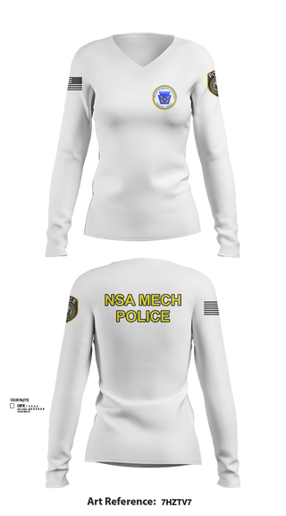 Womens Long Sleeve Vneck Shirt, NSA Mechanicsburg, , Teamtime, Team time, sublimation, custom sports apparel, team uniforms, spirit wear, spiritwear, sports uniforms, custom shirts, team store, custom team store, fundraiser sports, apparel fundraiser
